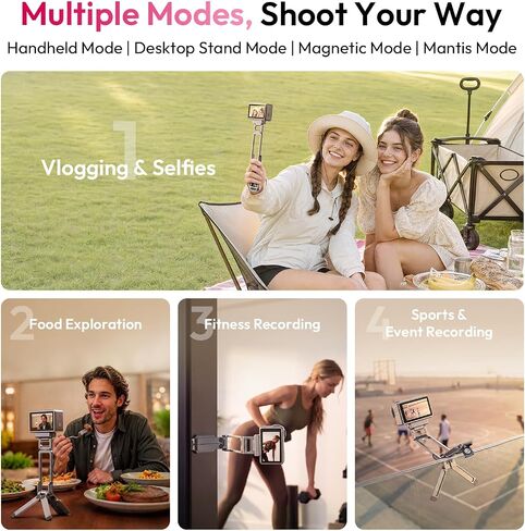 ULANZI MA37 Quick Release Mini Tripod Compatible with DJI Osmo Action 3 4 5 Pro Action 5, Magnetic Quick-Lock Tabletop Tripod with 1/4-20 Cold Shoe, Aluminum Vlog Selfie Stick for Action Cameras in Kuwait