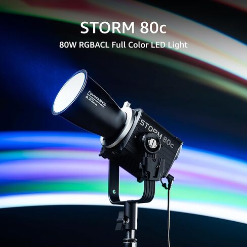 APUTURE Storm 80c Light, 80W Full-Color Compact Point Source Fixture CCT 1,800K-20,000K,CRI 97+, TLCI 98+,15 Light Effects,APP Control Video Light (Storm 80c) | 80W Blair-Cg Full-Color Engine, 1, 800-20, 000K, Cri97/tlci99, Mini Prolock Bowens, IP65, USB- in Kuwait