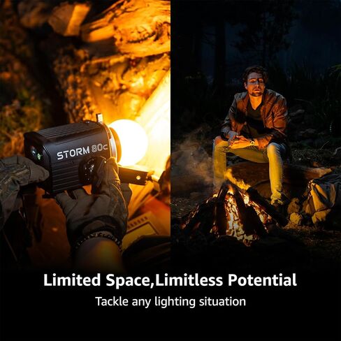 APUTURE Storm 80c Light, 80W Full-Color Compact Point Source Fixture CCT 1,800K-20,000K,CRI 97+, TLCI 98+,15 Light Effects,APP Control Video Light (Storm 80c) | 80W Blair-Cg Full-Color Engine, 1, 800-20, 000K, Cri97/tlci99, Mini Prolock Bowens, IP65, USB- in Kuwait