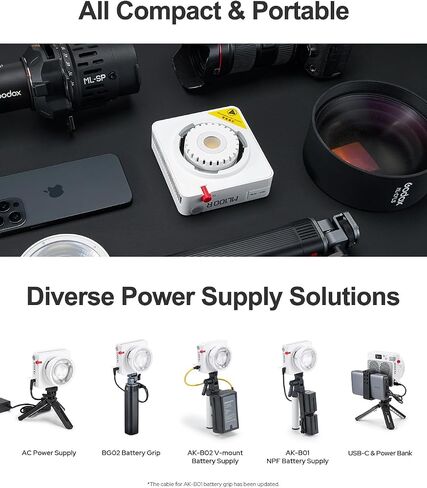 Godox ML100Bi 120W Bi-Color LED Video Light, 2800K-6500K COB Continuous Output Lighting with Reflector, Adapter for Filmmaking, Live Streaming, Video and Studio Photography in Kuwait