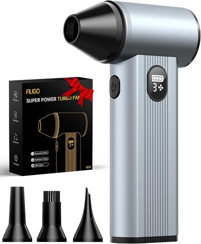 Compressed Air Duster with150,000RPM Brushless Motor, 8000mAh Battery, LED Light, 4-Gear Adjustable Electric Air Blower for Home, Car, Computer, Outdoor in Kuwait
