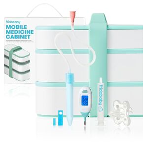 Frida Baby Mobile Medicine Cabinet Travel Kit, Set Baby Essentials Gift Set Includes NoseFrida Snotsucker, Rectal Thermometer, MediFrida Medicine Dispenser with Portable Carrying Case in Saudi Arabia