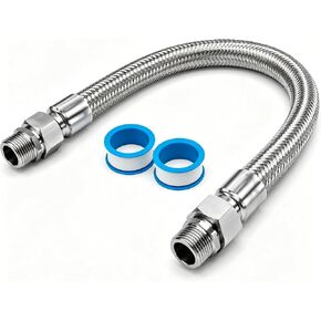3/4" NPT Air Compressor Jumper Hose 20"length Stainless Steel Braided Hose | 450 PSI 750°F Compatible with pneumatic tools & air systems Two 3/4" Male Adapters Both Sides Fittings Rotate Freely in Saudi Arabia
