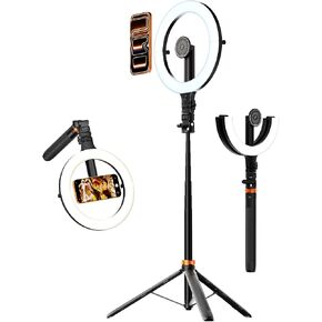 10.2" Magnetic Ring Light with 76" Tripod, Rechargeable LED Selfie Ring Light for Mag Safe Phone, Phone Stand with 3000K-6500K Lighting for Video Recording, Streaming, TikTok, YouTube in Saudi Arabia