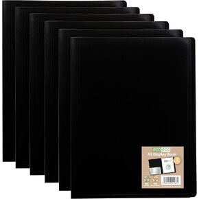 eco-eco A5 100% Recycled 60 Pocket Black Flexible Cover Portfolio Book Folder Display Book, Pack of 6 Folders, eco163x6 in Kuwait