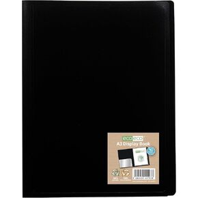 eco-eco A3 100% Recycled 40 Pocket Black Flexible Cover Portfolio Book Folder Display Book, eco193 in Kuwait
