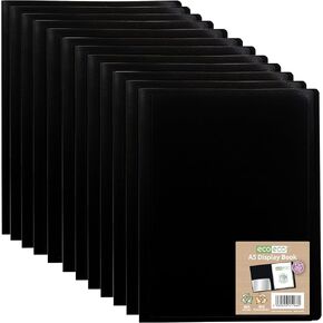 eco-eco A5 100% Recycled 120 Pocket Black Flexible Cover Portfolio Book Folder Display Book, Pack of 12 Folders, eco166x12 in Kuwait