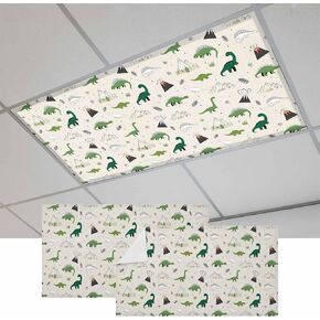 Cartoon Dinosaurs Magnetic Fluorescent Light Covers for Ceiling Lights 2x4 Ft,Funny Cute Mountain Leaves Herbs Dots Office Classroom Kitchen Drop Ceiling Light Covers Filters Shade Panel 3 Packs in Kuwait