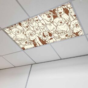 Brown Dog Magnetic Fluorescent Light Covers for Ceiling Lights 2x4 Ft, Cute Line Cartoon Funny Animals Office Classroom Kitchen Drop Ceiling Light Covers Lighting Filters Shade Panel 3 Packs in Kuwait