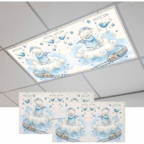 Beige Cartoon Cats Magnetic Fluorescent Light Covers for Ceiling Lights 2x4 Ft, Cute Cats Sleeping Dreams Clouds Office Classroom Kitchen Drop Ceiling Light Covers Lighting Filters Shade Panel 2 Packs in Kuwait