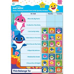 Paper Projects 01.70.30.041 Baby Shark Potty Training Includes 56 Sparkly Stickers | Colourful Chart is Wipe-Clean, Blue, 29.7cm x 42cm in Saudi Arabia