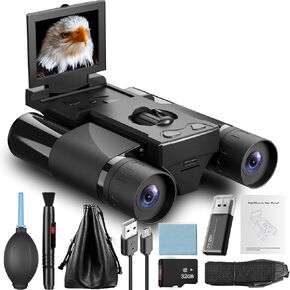 Digital Binoculars with 40MP Camera, (Silver) | 10x Optical & 8X Digital Zoom, 2.5K HD Video, Ideal for Bird Watching, Concerts & Outdoor Adventures in Saudi Arabia