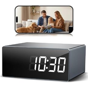 4K Wireless WiFi Security Camera, Indoor Camera with Clock with App Control, Nanny Cam for Home, AI Motion Detection, Loop Recording, Night Vision, Local & Cloud Storage in Saudi Arabia