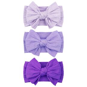 LemonSpace Handmade Soft Baby Girl Headband Bows for Newborn Purple Mix3Pcs | Nylon Baby Stretchy Hair Bands Hair Accessories with Bows for Newborn Baby Girls Infant Toddlers Kids(Violet Purple Mix) in Saudi Arabia