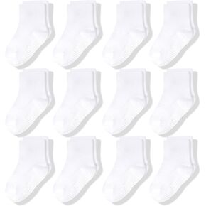 CozyWay Baby & Toddler Socks With Grippers Non Slip Crew Grip Socks for Girls and Boys Soft Comfy Cotton - 12 Pack in Saudi Arabia