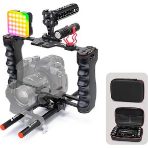Zeadio Camera Video Rig Cage, Aluminum Filmmaking Movie Making Kit with Top Handle & Arca Type Base and Two 15mm Rod Guide, Compatible with All DSLR Camera and Camcorder in Saudi Arabia