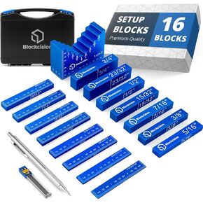 ELEON Blockcision™ Setup Blocks Woodworking Tools 16 PCS - Height Gauge Set with Easy Spacer Block - Stepped Level Design - Precision Ruler-Marked Setup Bars for Router Table Saw Accessories with Case in Saudi Arabia