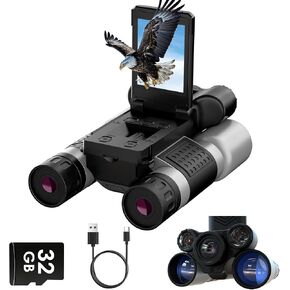 Binoculars with Camera and Night Vision - 12x42 Digital Binoculars with 2.4" IPS Screen, 7 IR Modes for 200-300m in Darkness, for Bird Watching, Hiking, Camping - Includes 32GB Card (Black) in Saudi Arabia
