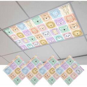 Cartoon Animals Magnetic Fluorescent Light Covers for Ceiling Lights 2x4 Ft, Modern Cute Elephant Lion Koala Fox Office Classroom Kitchen Drop Ceiling Light Covers Lighting Filters Shade Panel 3 Packs in Kuwait