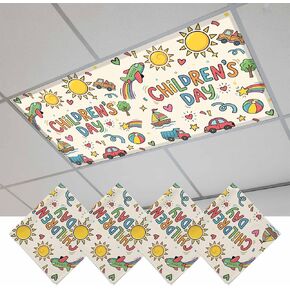 Sage Green Children's Day Magnetic Fluorescent Light Covers for Ceiling Lights 2x4 Ft,Car Tree Stars Modern Abstract Art Office Classroom Kitchen Drop Ceiling Light Covers Filters Shade Panel 3 Packs in Kuwait