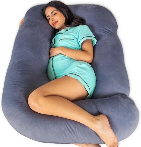 Pharmedoc Pregnancy Pillows, U-Shape Full Body Pillow -Removable Cover Jumbo Size - Gray - Pregnancy Pillows for Sleeping - Body Pillows for Adults, Maternity Pillow and Pregnancy Must Haves in Kuwait