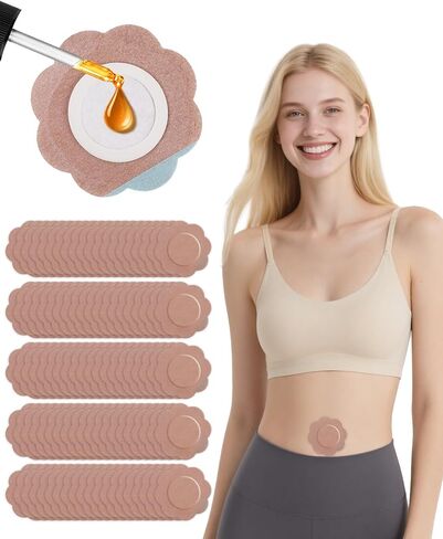 100 Pcs Castor Oil Belly Button Patch, Portable No Wash Disposable Castor Oil Patches Beige (Oil Not Included) in Kuwait