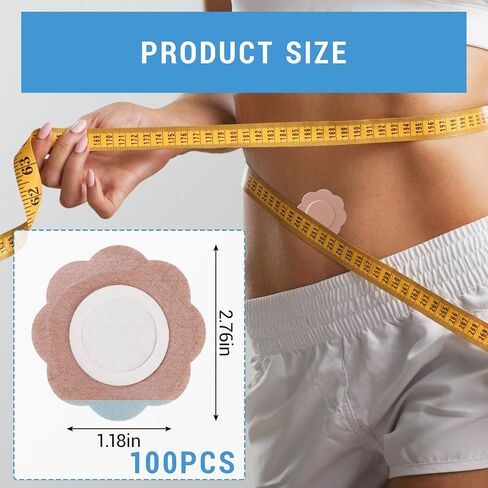 100 Pcs Castor Oil Belly Button Patch, Portable No Wash Disposable Castor Oil Patches Beige (Oil Not Included) in Kuwait