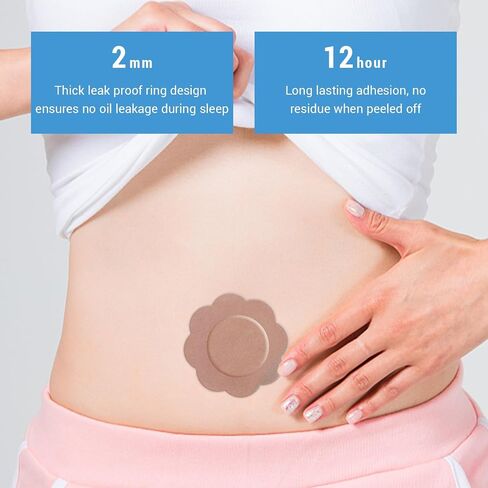 100 Pcs Castor Oil Belly Button Patch, Portable No Wash Disposable Castor Oil Patches Beige (Oil Not Included) in Kuwait