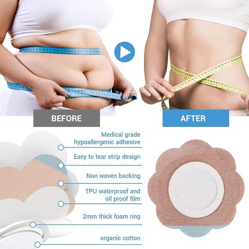 100 Pcs Castor Oil Belly Button Patch, Portable No Wash Disposable Castor Oil Patches Beige (Oil Not Included) in Kuwait