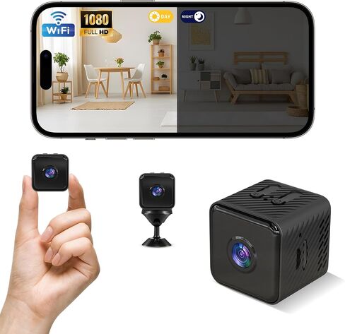 Mini Indoor Security Camera,Wireless Home Small WiFi Pet Cameras | HD, Wide Angle, Night Vision, Wireless, Mini, House Security, Remote Video/Photo Capture, Loop Video, Magnetic Design in Kuwait