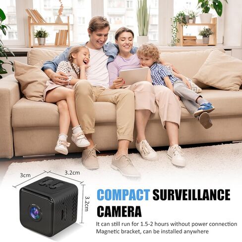 Mini Indoor Security Camera,Wireless Home Small WiFi Pet Cameras | HD, Wide Angle, Night Vision, Wireless, Mini, House Security, Remote Video/Photo Capture, Loop Video, Magnetic Design in Kuwait
