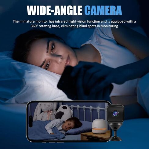 Mini Indoor Security Camera,Wireless Home Small WiFi Pet Cameras | HD, Wide Angle, Night Vision, Wireless, Mini, House Security, Remote Video/Photo Capture, Loop Video, Magnetic Design in Kuwait