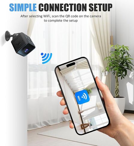 Mini Indoor Security Camera,Wireless Home Small WiFi Pet Cameras | HD, Wide Angle, Night Vision, Wireless, Mini, House Security, Remote Video/Photo Capture, Loop Video, Magnetic Design in Kuwait