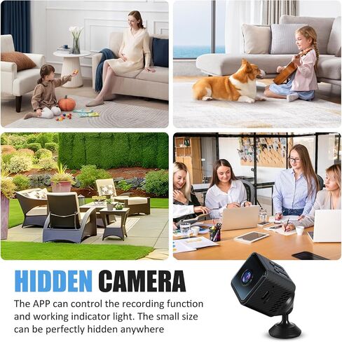Mini Indoor Security Camera,Wireless Home Small WiFi Pet Cameras | HD, Wide Angle, Night Vision, Wireless, Mini, House Security, Remote Video/Photo Capture, Loop Video, Magnetic Design in Kuwait