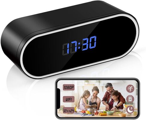 WiFi Security Camera, Spy Camera Clock, Hidden Camera Nanny Cam | APP Control, Remote Viewing, Night Vision, Motion Detection, Indoor Surveillance in Kuwait