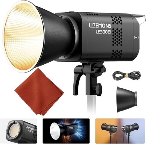 Godox Litemons LE300Bi 300W Bi-Color COB LED Video Light | 2800-6500K, 58900Lux, CRI/TLCI 98, Intelligent Silent Fan, Recessed Lamp Head, Metal Body, APP/DMX Control, Bowens Mount in Kuwait