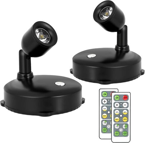 Cordless Spotlight Battery Operated, LED Plant Light, Dimmable Accent Light with Remote, Indoor Display Up Lighting for Picture Photo Tree Dartboard Wall Decor Painting Artwork Portrait in Kuwait