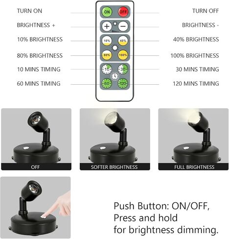 Cordless Spotlight Battery Operated, LED Plant Light, Dimmable Accent Light with Remote, Indoor Display Up Lighting for Picture Photo Tree Dartboard Wall Decor Painting Artwork Portrait in Kuwait