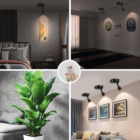 Cordless Spotlight Battery Operated, LED Plant Light, Dimmable Accent Light with Remote, Indoor Display Up Lighting for Picture Photo Tree Dartboard Wall Decor Painting Artwork Portrait in Kuwait