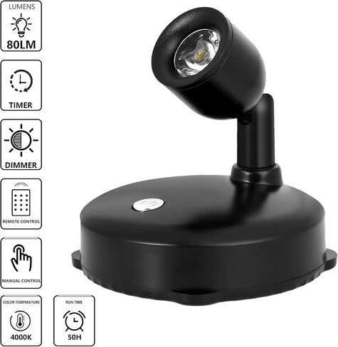 Cordless Spotlight Battery Operated, LED Plant Light, Dimmable Accent Light with Remote, Indoor Display Up Lighting for Picture Photo Tree Dartboard Wall Decor Painting Artwork Portrait in Kuwait