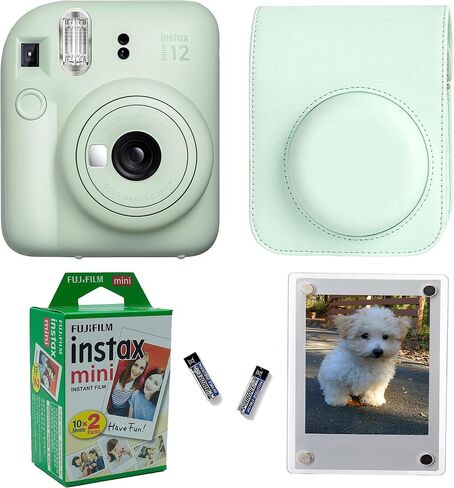Fujifilm Instax Mini 12 Instant Camera + Pro Design Protective Case & Magnetic Lucite Frames, 20 Sheets (Mint Green) in Kuwait