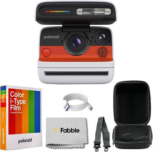 Polaroid Flip Instant Camera Black Bundle with Color i-Type Film (8 Photos), Hard Protective Case, 6ft USB Type-C Cable, and Grey Microfiber Cleaning Cloth in Kuwait