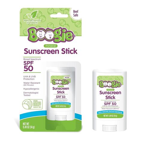 Boogie Wipes - Mineral Sunscreen Stick SPF 50 Sunscreen for Kids - 0.49 oz | Broad Spectrum UVA & UVB Protection, Water Resistant Sun Protection, Hypoallergenic, 100% Naturally Derived Ingredients in Saudi Arabia