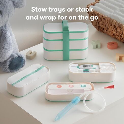 Frida Baby Mobile Medicine Cabinet Travel Kit, Set Baby Essentials Gift Set Includes NoseFrida Snotsucker, Rectal Thermometer, MediFrida Medicine Dispenser with Portable Carrying Case in Kuwait