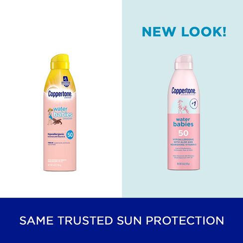 Coppertone Water Babies Sunscreen Lotion Spray SPF 50, Pediatrician Recommended Baby Sunscreen Spray, Water Resistant Sunscreen for Babies, 6 Oz Spray (Pack of 2) in Kuwait