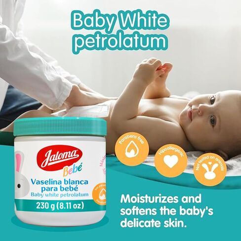 Jaloma Baby White Petrolatum, Prevents Diaper Rash, Softens Baby Skin, Pack of 1, 8.11 Oz Jar in Kuwait