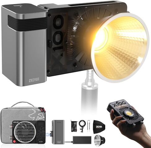 ZHIYUN MOLUS X100 LED Video Light | Portable 100W 2700K-6500K CRI 95+ TLCI 97+ with Bluetooth App Brightness Control in Kuwait