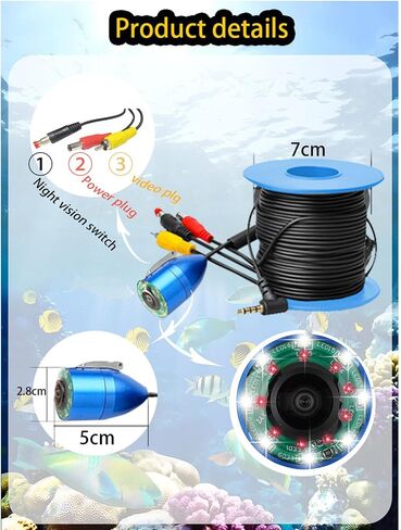 Fabater Underwater Fishing Camera 7 Inch HD Display with 5MP Sensor and 8 LED Lights for Ice Fishing and Lake Boat Use in Kuwait