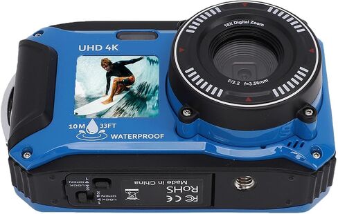 Fabater Autofocus 4K Underwater Camera with Dual Screens for Snorkeling Experiences and Vacation Memories in Kuwait