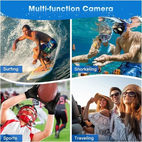 4K Underwater Camera 11FT Waterproof with 64GB Card 48MP Autofocus Dual-Screen Selfie for Snorkeling in Kuwait